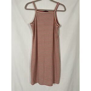 Vero Moda Knit Tank Mini Dress Beige Red Stripe Stretch Size L